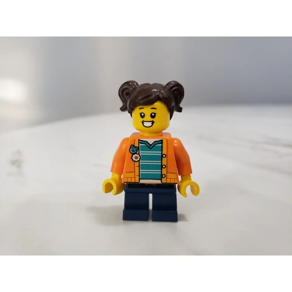 Lego New Minifigure Madison Maddy Orange Jacket Dark Azure Backpack